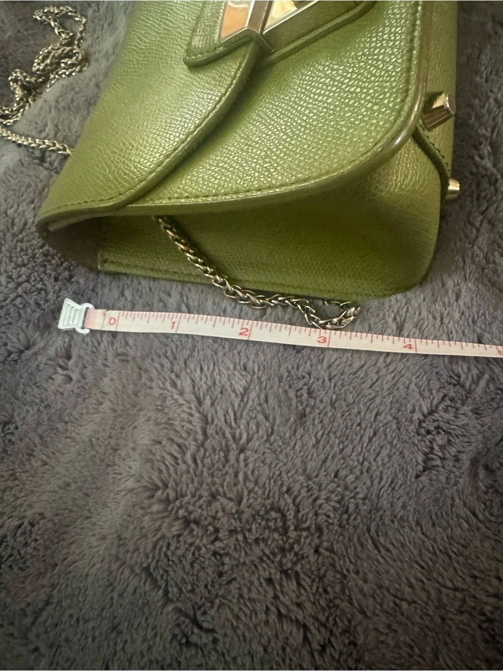 Furla Mini Metropolis Lime Green Leather Crossbody Bag with Chain Strap